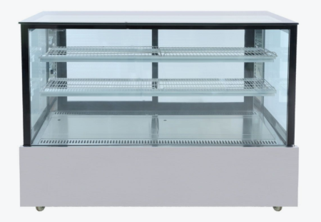 SSU150-2XB Black Square Glass Cake Display, 2 Shelves