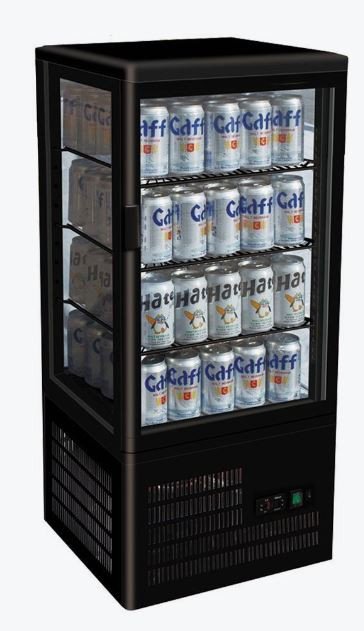 Thermaster TCBD68B 4-Sided Beverage Display Fridge – Black