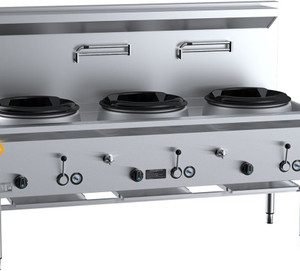 B+S K+ UFWWK-3 Gas Three Hole Gas Waterless Wok Table