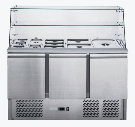FED-X Three Door Salad Prep Fridge with Glass Top – XS903GC